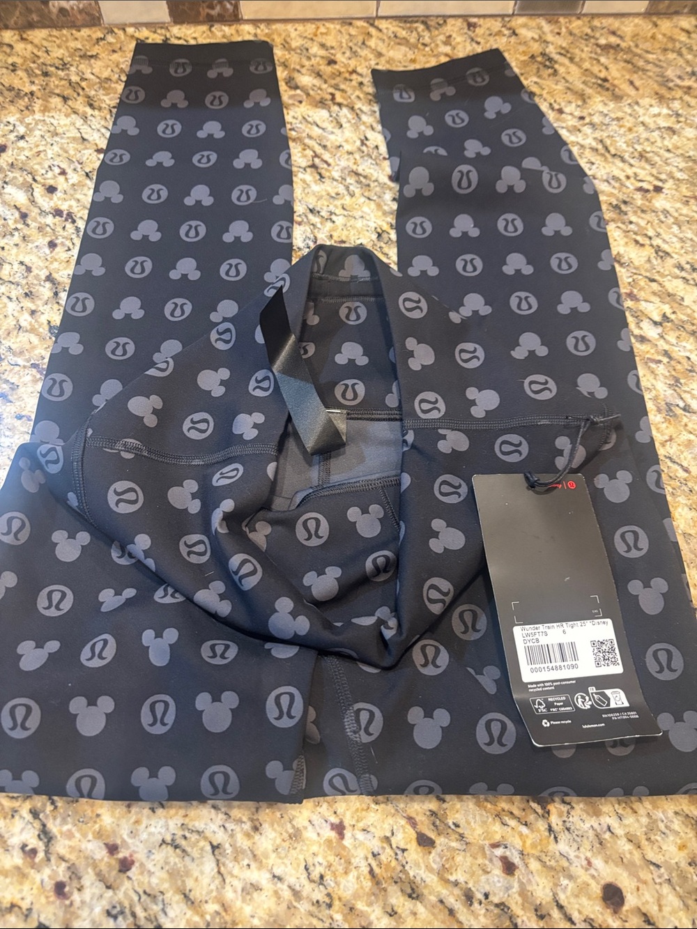 lululemon athletica Black & Gray Logo Pattern Leggings